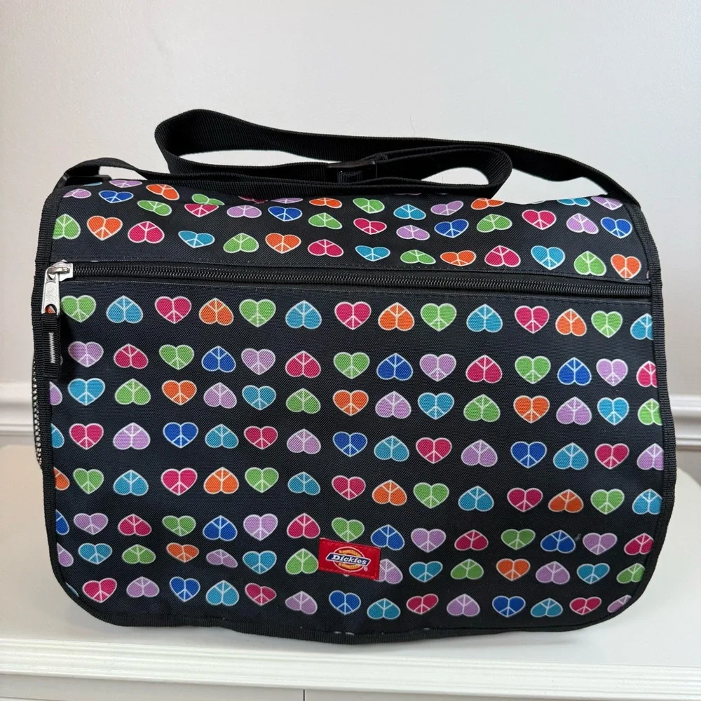 Dickies Rainbow‎ Hearts Crossbody Flap Messenger Large Shoulder Bag Computer